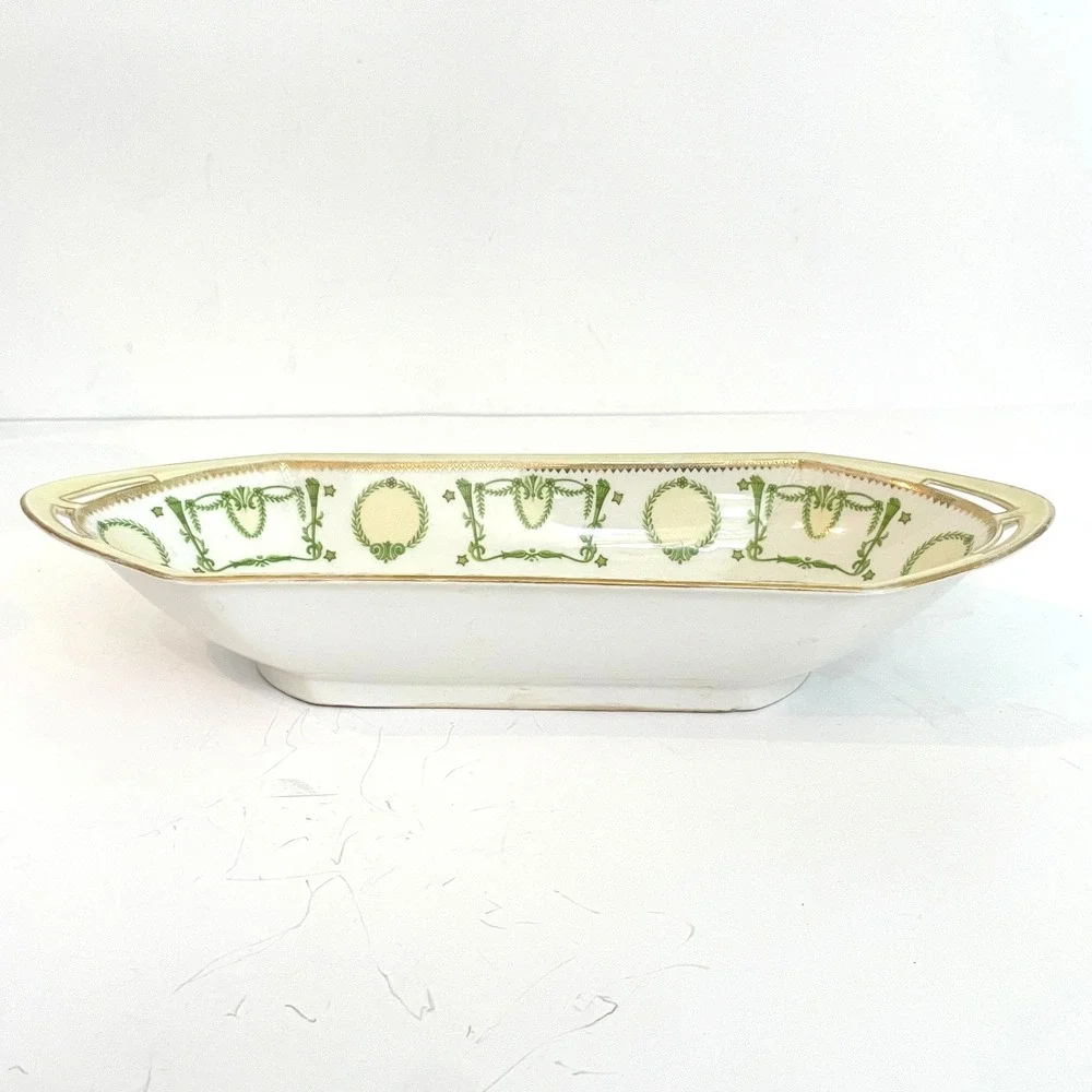 MZ Austria Antique Porcelain Celery Dish Charcuterie Gold Gilt Crudite